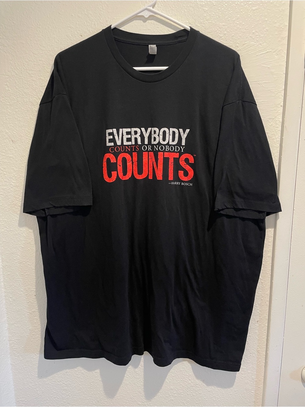 Harry Bosch Everybody Counts Or Nobody Counts Black Graphic Shirt Men's 3XL